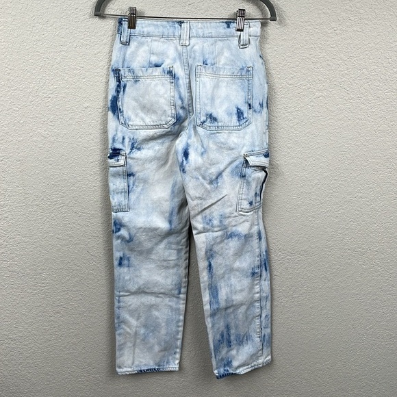 Simple Society Baggy High Rise Cargo Utility Jeans Bleach Wash Sz 3 26 - Picture 4 of 12